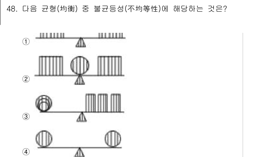 조경기사 2017년 49번 - 불균등성은 물체나 구조물의 배치에서 균일하지 않은 분포를 의미합니다. 3... 에 관한 핵심 기출문제