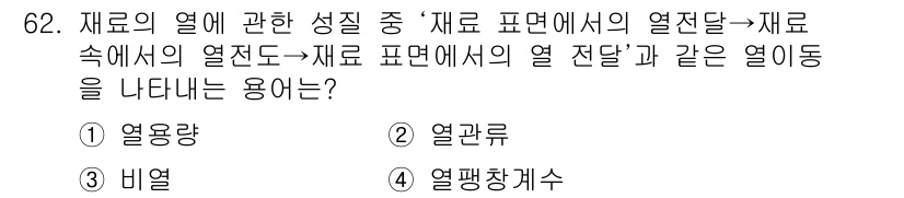 건설안전산업기사 2016년 62번 - . 열관류

열관류는 재료의 열전달과 관련된 용어로, 재료 속에서의 열전... 에 관한 핵심 기출문제