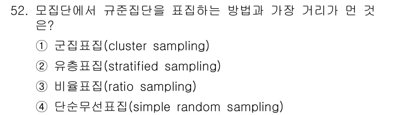 임상심리사_2급 2017년 52번 - 규집단을 표현하는 방법으로는 '군집표집(cluster sampling)'... 에 관한 핵심 기출문제