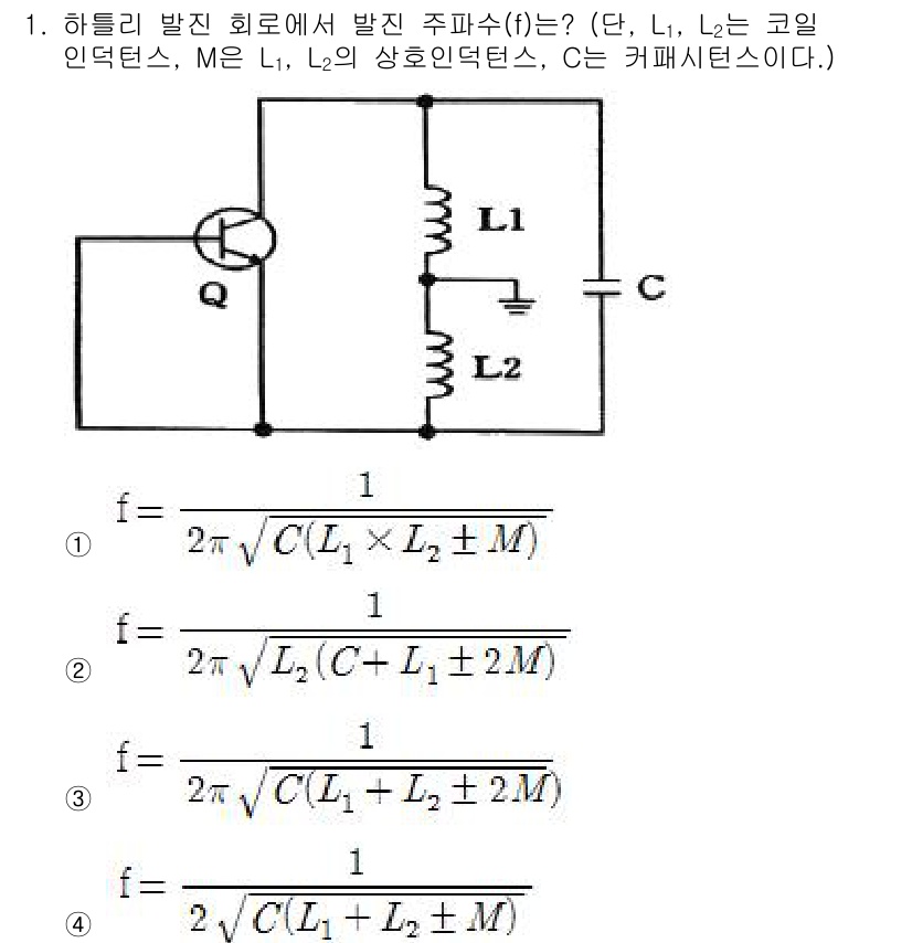 전자산업기사 2017년 1번 - 정답 3번은 하 determinar la frecuencia resona... 에 관한 핵심 기출문제