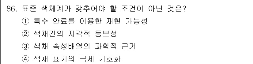 컬러리스트산업기사 2015년 86번 - 해당 자격증의 핵심 개념을 묻는 객관식 문제