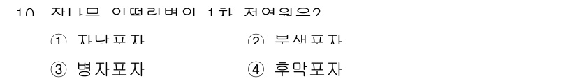식물보호기사 2016년 10번 - 정답은 1번 '자나무차'입니다. 자나무차는 식물의 면역력을 높여주는 효능... 에 관한 핵심 기출문제