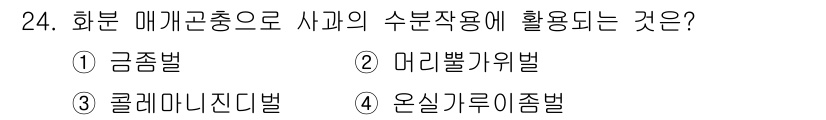 식물보호기사 2016년 24번 - 정답은 4번, 온실가리기법입니다. 이 방법은 식물 성장에 적합한 환경을 ... 에 관한 핵심 기출문제