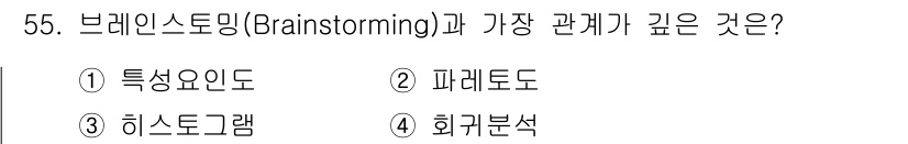 전자기능장 2017년 55번 - 브레인스토밍은 아이디어 생성을 위한 팀 활동으로, 자유로운 발상을 통해 ... 에 관한 핵심 기출문제