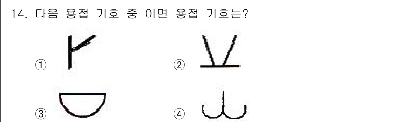 용접산업기사 2015년 14번 - 3번 기호는 용접의 접합 상태를 나타내는 형태로, 비대칭 접합을 명확하게... 에 관한 핵심 기출문제