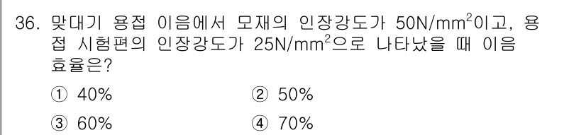 용접산업기사 2016년 36번 - 해당 자격증의 핵심 개념을 묻는 객관식 문제