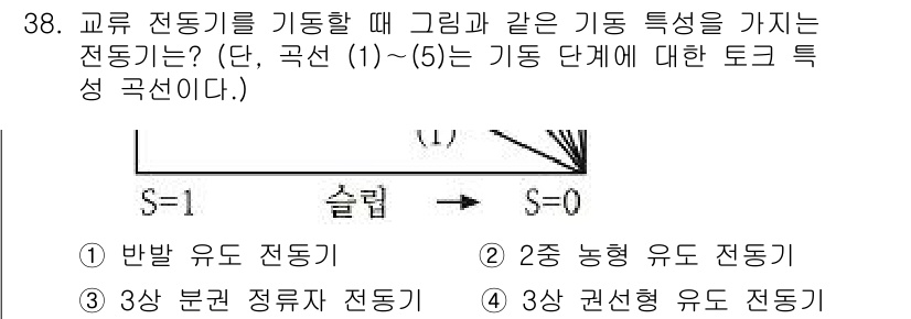 전기기능사 2016년 38번 - 정답 4번, 3상 권선 유도 전동기입니다. 이 전동기는 두 개의 전류가 ... 에 관한 핵심 기출문제