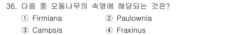 조경산업기사 2015년 36번 - . Firmiana  
Firmiana는 오동나무의 속명으로, 열대 및 ... 에 관한 핵심 기출문제