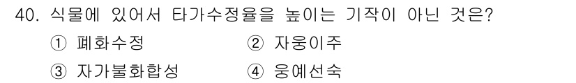 종자기사 2017년 40번 - 정답은 5번, '융예선숙'입니다. 식물에서 자생적이지 않고 외부 환경에 ... 에 관한 핵심 기출문제