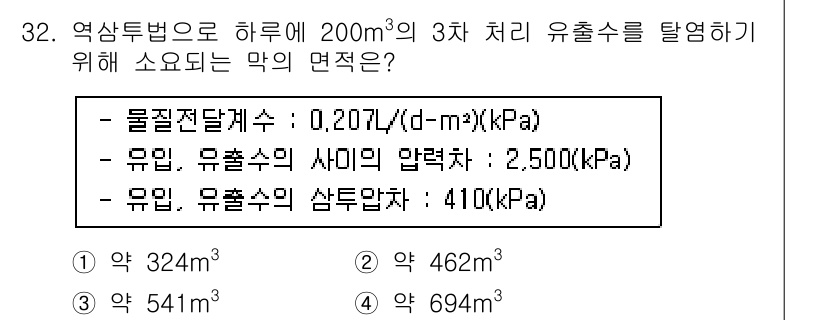 수질환경산업기사 2015년 32번 - 해당 자격증의 핵심 개념을 묻는 객관식 문제