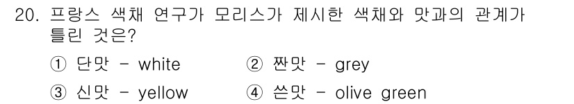 컬러리스트기사 2016년 20번 - 프랑스 색채 연구에 따르면 색체는 각각의 맛과 강한 연관성을 가지며, 특... 에 관한 핵심 기출문제