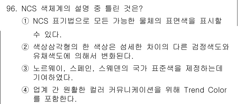 컬러리스트기사 2016년 96번 - Trend Color는 업계에서 요구하는 색상 트렌드를 반영하여 컬러 미... 에 관한 핵심 기출문제