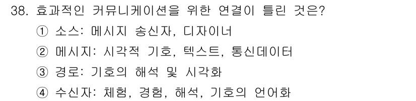 컬러리스트기사 2017년 38번 - . 

효과적인 커뮤니케이션을 위해서는 경로가 중요하며, 이는 기호의 해... 에 관한 핵심 기출문제