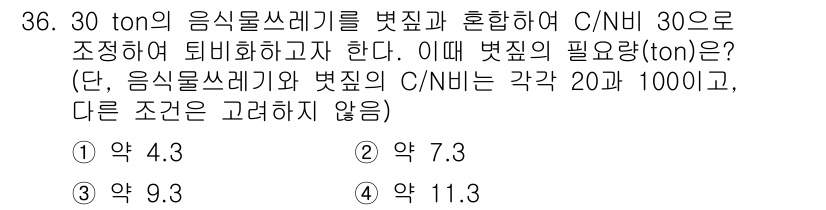 폐기물처리기사 2016년 36번 - 해당 자격증의 핵심 개념을 묻는 객관식 문제
