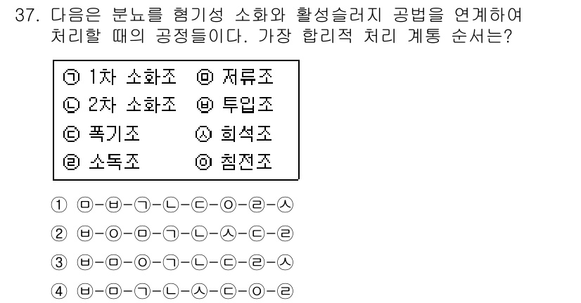 폐기물처리기사 2017년 37번 - 4번이 정답인 이유는 다음과 같습니다. 소화조에서 분해된 폐기물은 최종적... 에 관한 핵심 기출문제