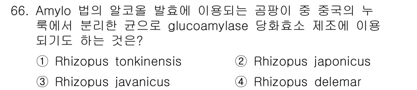 식품산업기사 2015년 66번 - glucoamylase는 Rhizopus 종에서 주로 생산되는데, 이 효... 에 관한 핵심 기출문제