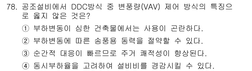 건축설비기사 2017년 78번 - 해당 자격증의 핵심 개념을 묻는 객관식 문제