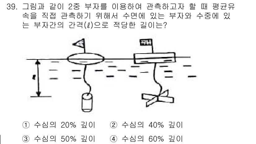 측량및지형공간정보기사 2017년 39번 - 문제에서 주어진 상황은 두 지점에서 수면의 높이가 다르게 나타나는 경우입... 에 관한 핵심 기출문제