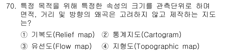 측량및지형공간정보기사 2017년 70번 - 해당 자격증의 핵심 개념을 묻는 객관식 문제