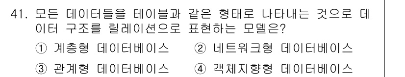 지적산업기사 2015년 41번 - 정답은 2번 네트워크형 데이터베이스입니다. 네트워크형 데이터베이스는 데이... 에 관한 핵심 기출문제