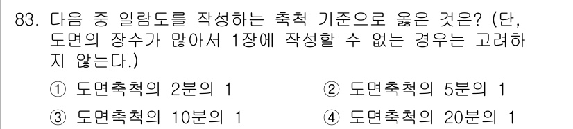 지적산업기사 2015년 83번 - 도면 축척은 1:10이면 1cm가 실제로 10cm를 의미합니다. 축척이 ... 에 관한 핵심 기출문제