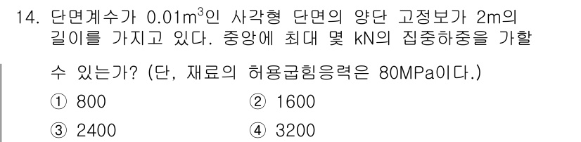 건설기계설비기사 2017년 14번 - 주어진 조건을 바탕으로, 사각형 단면의 압력과 면적을 이용해 필요한 힘을... 에 관한 핵심 기출문제