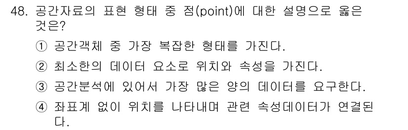 지적기사 2017년 48번 - 해당 자격증의 핵심 개념을 묻는 객관식 문제