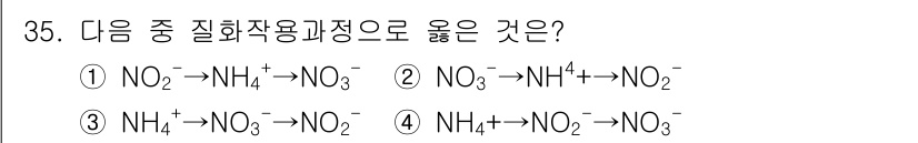 유기농업기사 2016년 35번 - NO₂는 전자 수용체로 작용하여 NH₄⁺로 환원될 수 있으며, 이는 질소... 에 관한 핵심 기출문제