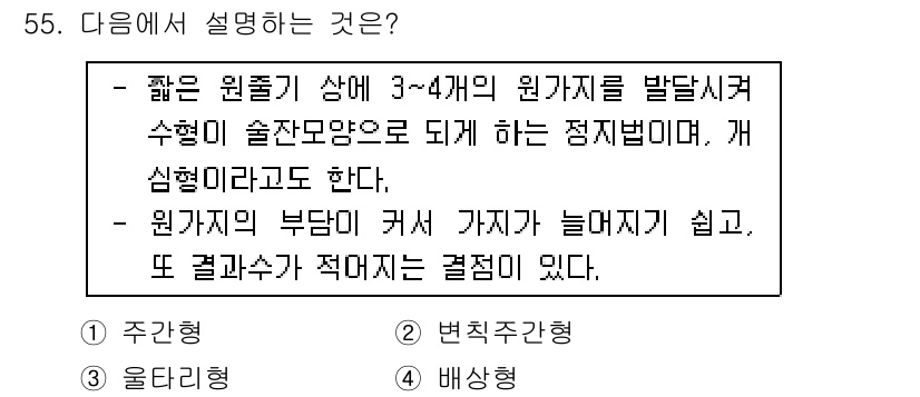 유기농업기사 2016년 55번 - 정답은 5번이다. 짧은 원줄기가 생명체의 여러 특성을 활용하여 여러 개의... 에 관한 핵심 기출문제