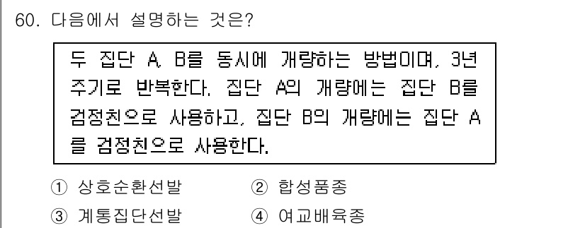 유기농업기사 2016년 60번 - 정답은 2번으로, 이 설명은 농업에서 집단 A와 집단 B의 상호작용에 대... 에 관한 핵심 기출문제