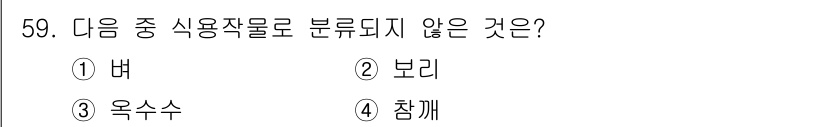 종자기능사 2015년 59번 - 4. 참깨는 주로 오일을 생산하는 작물로, 식용작물로 분류되지 않습니다.... 에 관한 핵심 기출문제