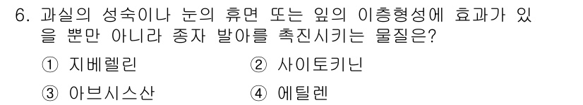 종자기능사 2016년 6번 - . 에틸렌  
에틸렌은 식물의 성숙 및 호흡을 촉진하는 식물 호르몬으로,... 에 관한 핵심 기출문제