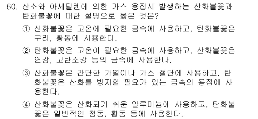 방사선비파괴검사기능사 2015년 60번 - 정답인 이유는 선광물이 발생하는 자연 현상과 그 처리 방식에 대한 설명이... 에 관한 핵심 기출문제