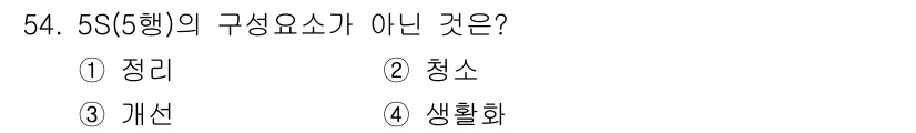 품질경영산업기사 2015년 54번 - 해당 자격증의 핵심 개념을 묻는 객관식 문제