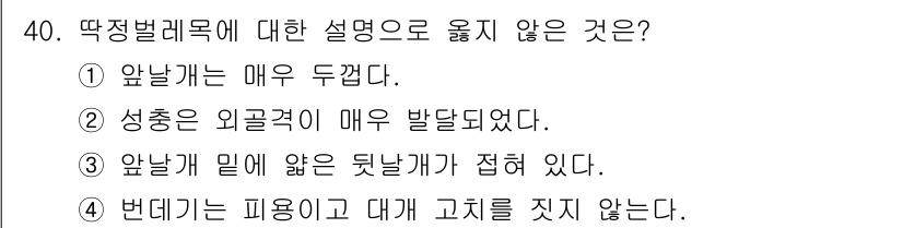 식물보호산업기사 2016년 40번 - 설명: 성충은 외곽이 매우 발달하는 것이 아니라, 일반적으로 그 형태가 ... 에 관한 핵심 기출문제