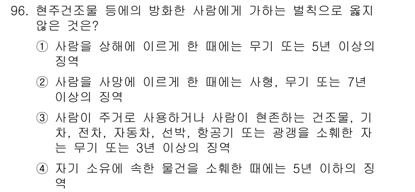 화재감식평가기사 2015년 96번 - 3번은 사람의 행동과 관련된 규정으로, 주거건물 등에서 사람의 안전을 고... 에 관한 핵심 기출문제