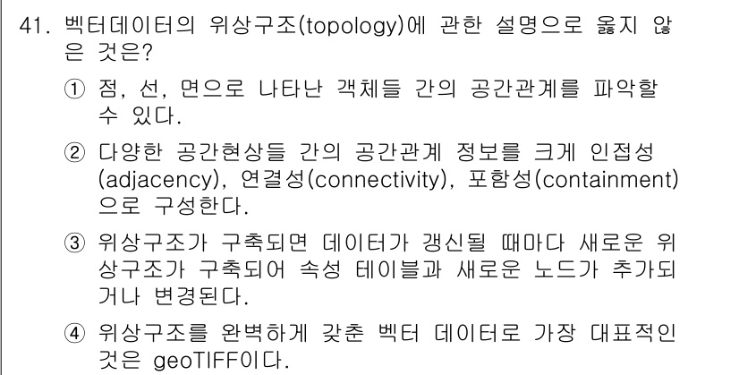 측량및지형공간정보산업기사 2015년 41번 - 해당 자격증의 핵심 개념을 묻는 객관식 문제