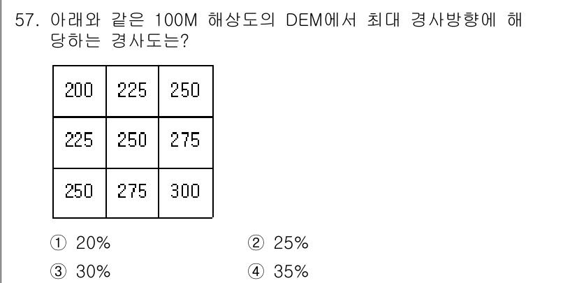 측량및지형공간정보산업기사 2017년 57번 - 해당 자격증의 핵심 개념을 묻는 객관식 문제