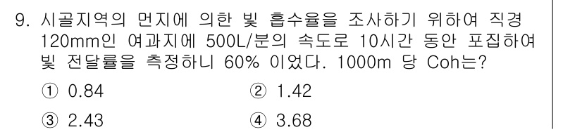 대기환경산업기사 2015년 9번 - 주어진 문제에서 시골 지역의 햇빛 흡수율을 고려하면, 빛의 세기와 시간에... 에 관한 핵심 기출문제