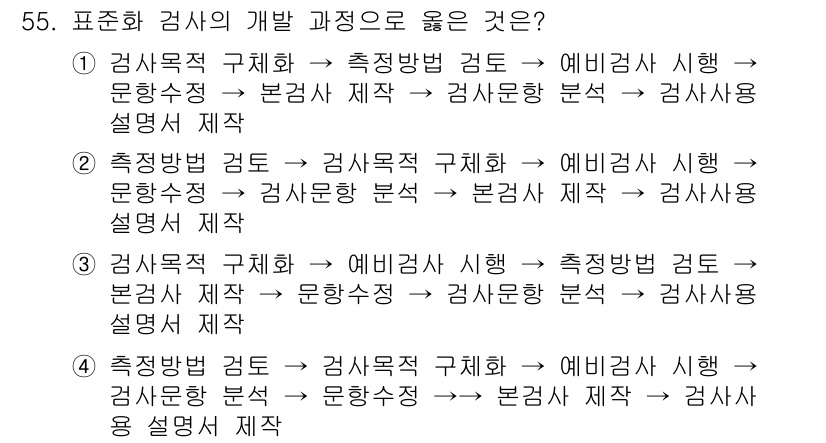 임상심리사_2급 2018년 55번 - 이 순서는 검사 목적에 따라 측정 방법을 설정하고, 이를 바탕으로 평가를... 에 관한 핵심 기출문제