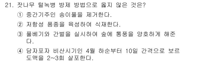 산림기사 2018년 21번 - . 

해설: 자니무 탈녹병은 주로 우선적으로 나무의 조직에 영향을 미치... 에 관한 핵심 기출문제