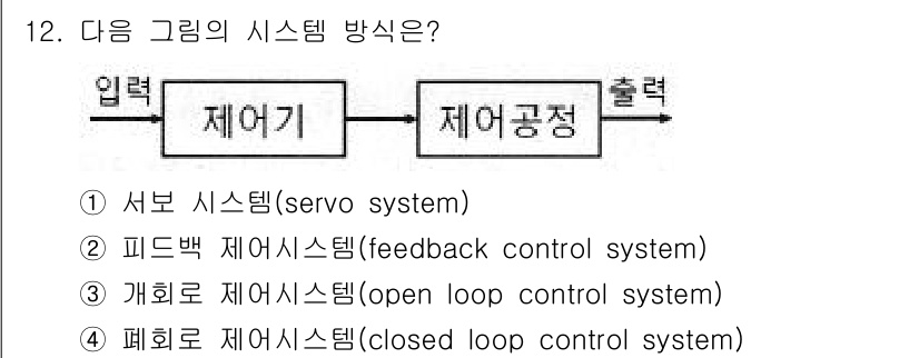 설비보전산업기사 2018년 12번 - . 개회로 제어시스템(open loop control system)

해... 에 관한 핵심 기출문제