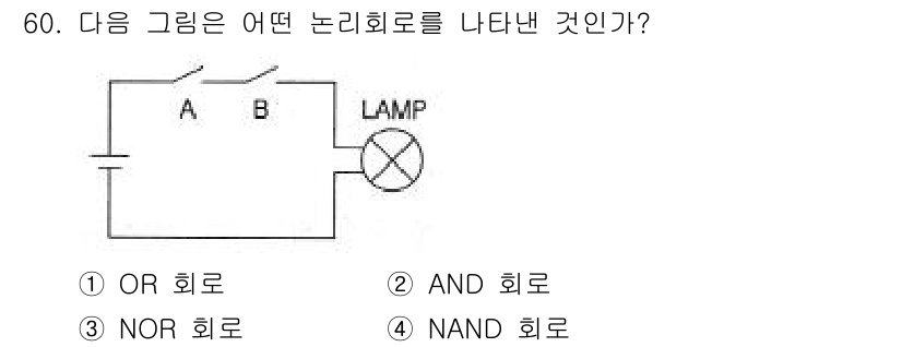 설비보전산업기사 2018년 60번 - 주어진 회로는 A와 B 두 입력이 모두 ON일 때만 램프가 켜지는 구조입... 에 관한 핵심 기출문제