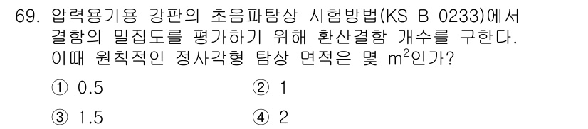 초음파비파괴검사기사(구) 2018년 69번 - 초음파 비파괴 검사에서 강판의 감쇠를 평가하기 위해환산 결과의 정확도를 ... 에 관한 핵심 기출문제