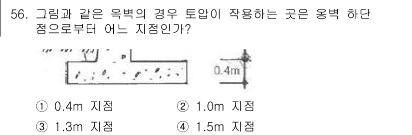 조경산업기사 2018년 56번 - 정답은 4. 1.5m 지점이다. 옥벽의 경우, 작업하는 지점을 통상적으로... 에 관한 핵심 기출문제