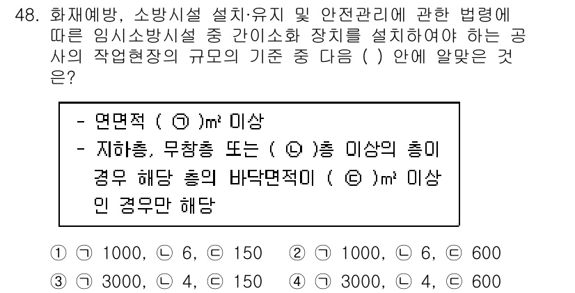소방설비기사(기계분야) 2018년 49번 - 주어진 문제는 임시소방시설 설치 기준에 대한 내용입니다. 화재로 인한 위... 에 관한 핵심 기출문제