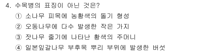 식물보호산업기사 2018년 4번 - 수목병의 표현이 아닌 것은 ② 오동나무에 다수 발생한 작은 가지입니다. ... 에 관한 핵심 기출문제