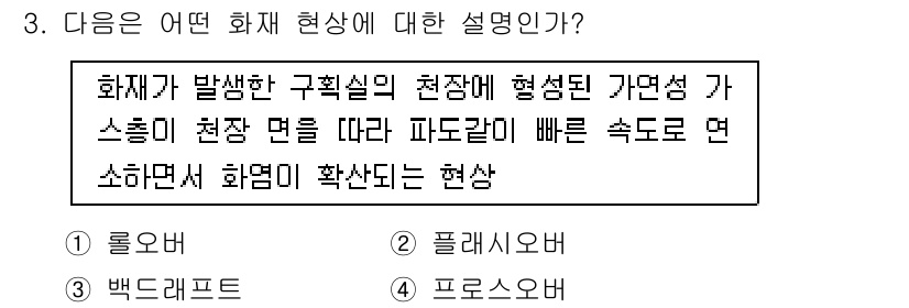 화재감식평가기사 2018년 3번 - 화재 발생 시 구획실의 현상은 불꽃이 빠르게 퍼지며 화재가 확산되는 경향... 에 관한 핵심 기출문제