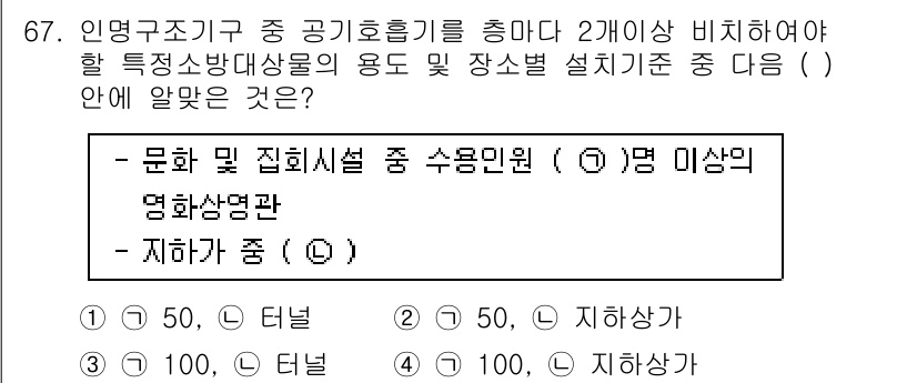 소방설비산업기사(기계) 2018년 67번 - 공기흐름을 고려할 때, 특정 소방방재 대상의 용도에 따라 적절한 공기량을... 에 관한 핵심 기출문제