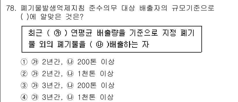 폐기물처리산업기사 2016년 78번 - . 

폐기물 발생 억제 기준에 따라 배출량이 정해져 있으며, 정해진 기... 에 관한 핵심 기출문제